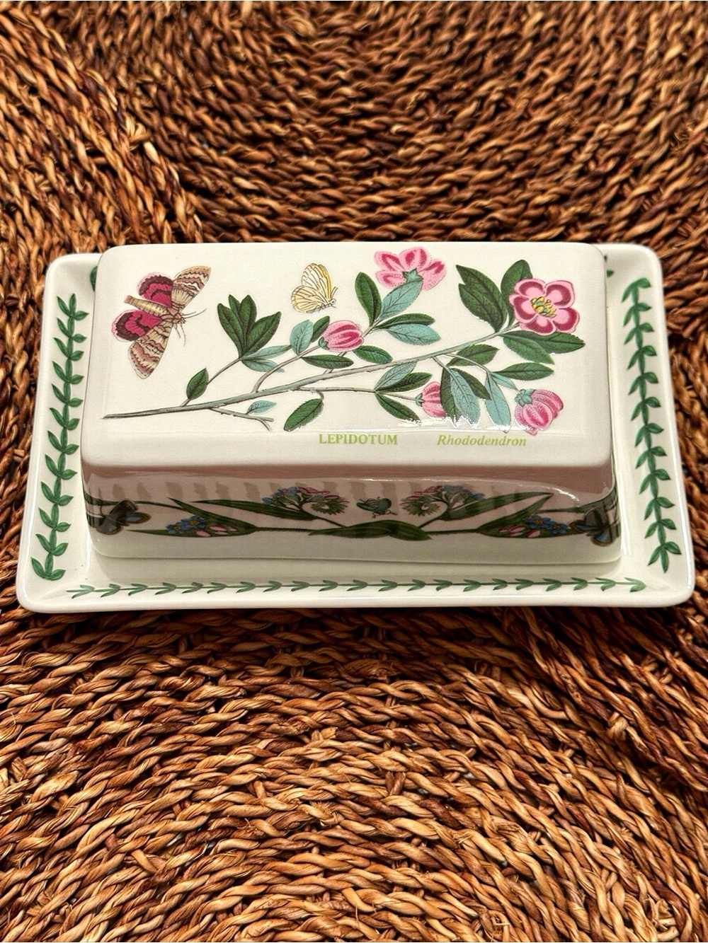 Vintage Portmeirion Botanic Garden (Lepidotum/Rhododendron) Covered Butter Dish